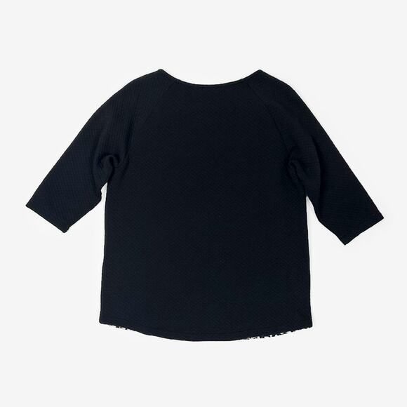 Reiss Melinda Mixed Media Top Small Black White Cotton Blend Lace Abstract - Picture 7 of 13